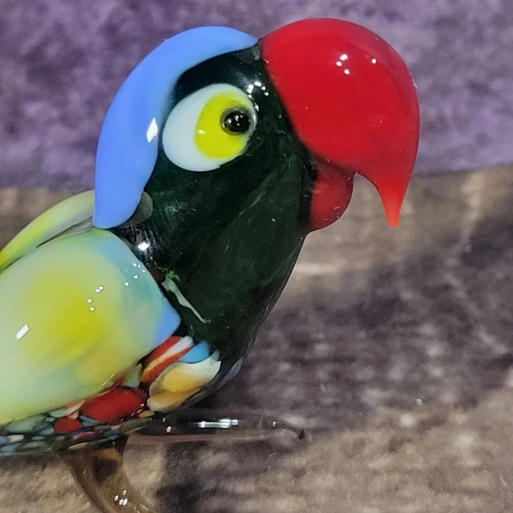 Fine Quality Russian Hand Blown‎ Lampwork Glass Parrott Figurine